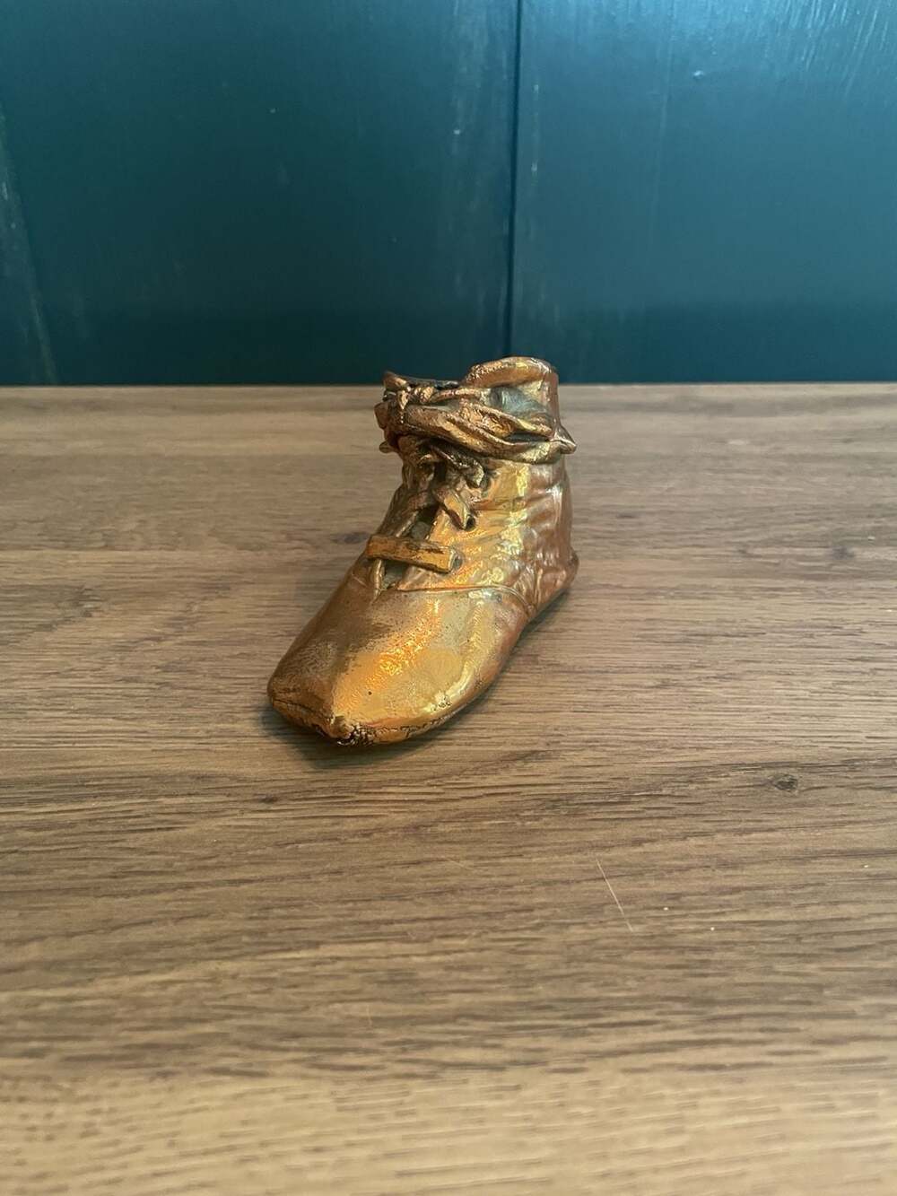 Vintage Bronzed Baby Shoe Marguerite E. Paull 21 Bronze Figurine